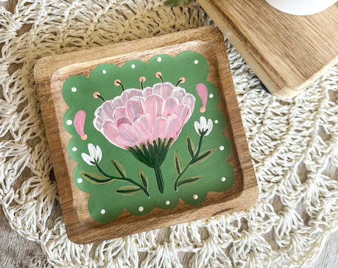 Hand Painted Floral Tray | Cottagecore Decor, Jewelry Catchall