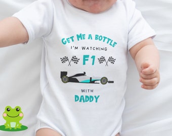 Fun Personalised F1 Baby Bodysuit F1 With Daddy | Baby F1 Gift | New Dad F1 Gift | Racing Baby Gift | New F1 Baby Gift  | F1 Baby Clothes