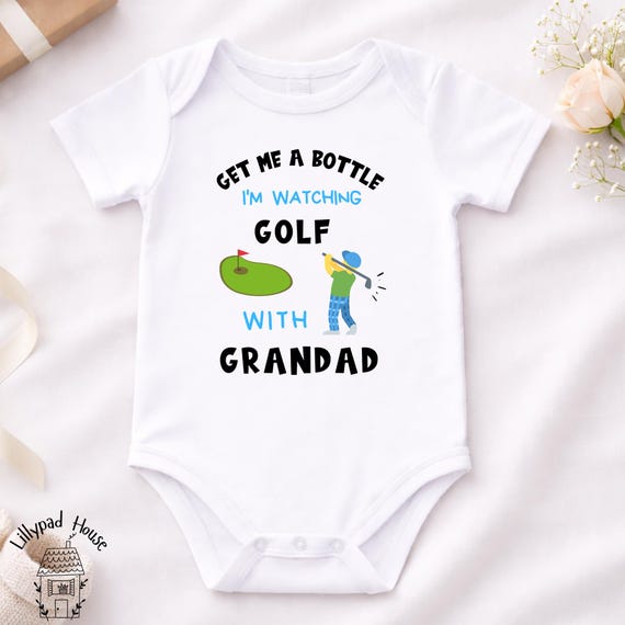 Watching Golf With Grandad Baby Bodysuit | New Dad Golfing Gift