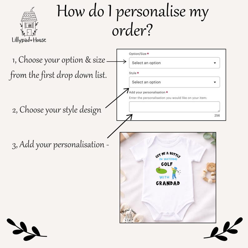 Watching Golf With Grandad Baby Bodysuit | New Dad Golfing Gift image 3