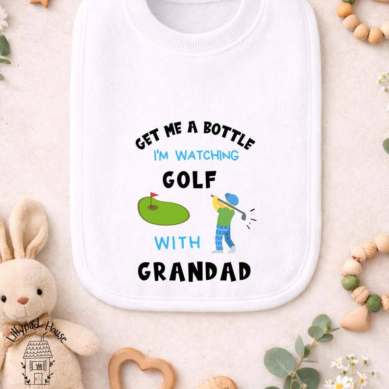 Watching Golf With Grandad Baby Bodysuit | New Dad Golfing Gift image 8