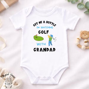 Watching Golf With Grandad Baby Bodysuit | New Dad Golfing Gift image 4