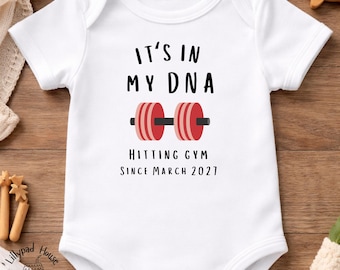 It's In My DNA – Barbell Baby Bodysuit | Fitness Gym Baby Announcement Gift