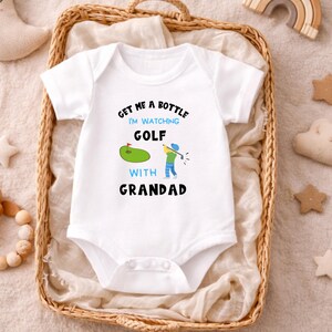 Watching Golf With Grandad Baby Bodysuit | New Dad Golfing Gift image 5