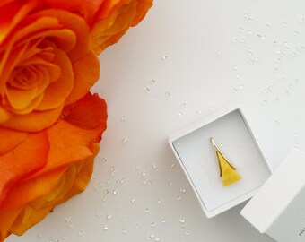 Gold and Cream Amber Triangle Pendant