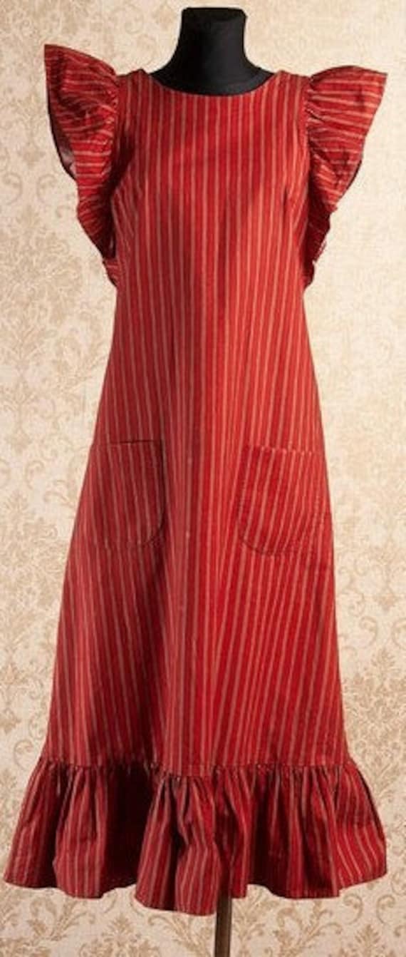 70s Vintage Brick red Marimekko Apron dress S