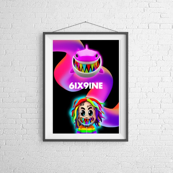 6ix9ine ,poster ,wall Art ,gooba,print,space,rapper,shark,great Gift - Etsy