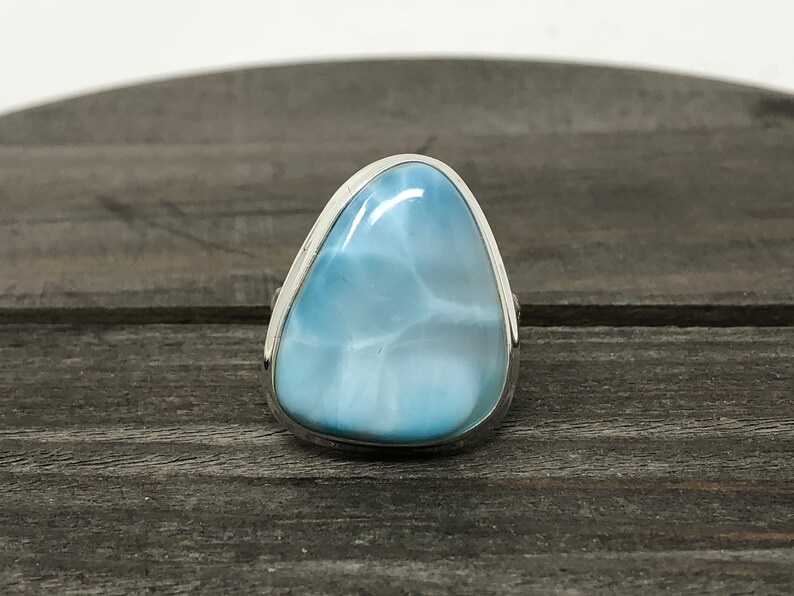 7 12 Ring Size|Beautiful Larimar Ring|Sterling silver Larimar Ring|beach and tropical ring