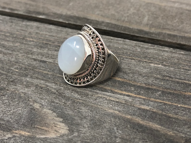 6 12 Ring Size|White Moonstone Ring|Moonstone Ring|June Birthstone Ring|Sterling silver Moonstone Ring