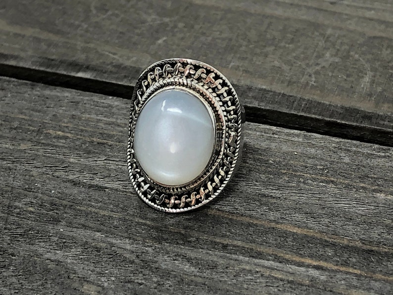 6 12 Ring Size|White Moonstone Ring|Moonstone Ring|June Birthstone Ring|Sterling silver Moonstone Ring