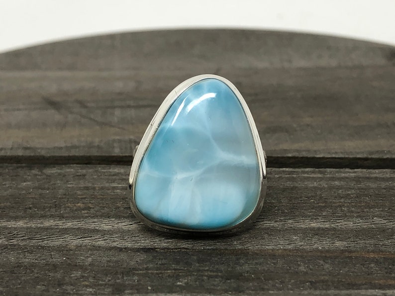 7 12 Ring Size|Beautiful Larimar Ring|Sterling silver Larimar Ring|beach and tropical ring