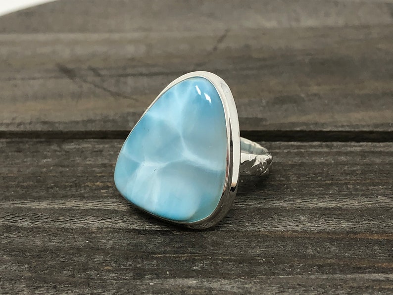 7 12 Ring Size|Beautiful Larimar Ring|Sterling silver Larimar Ring|beach and tropical ring