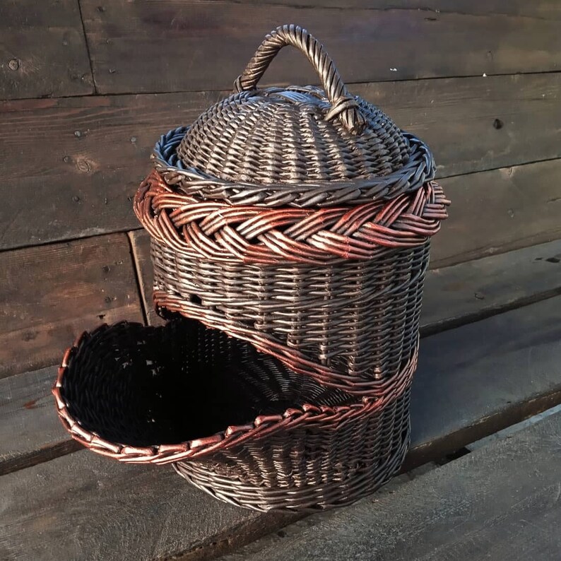 Potato and onion bin. Wicker kitchen basket for storing Etsy