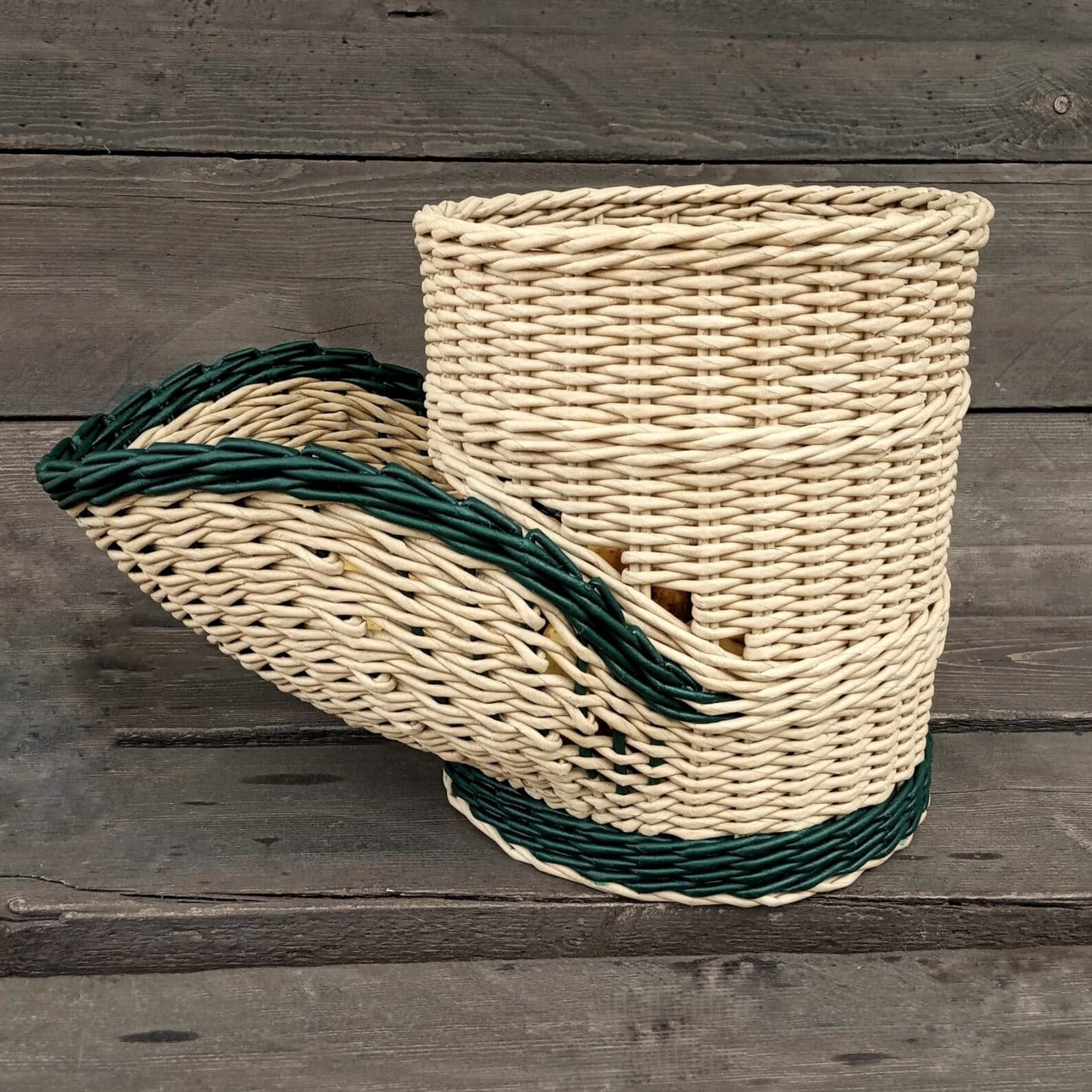 Original basket for storing vegetables Light beige with dark Etsy