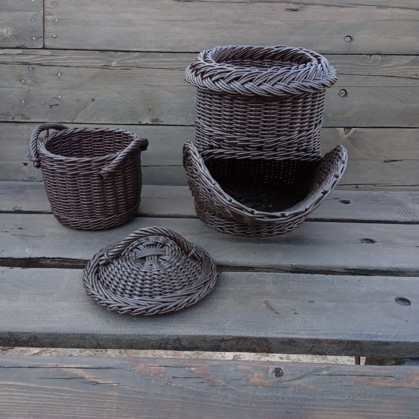 Wicker Vegetable Storage Set Basket For Onions Garlic Potatoes Etsy