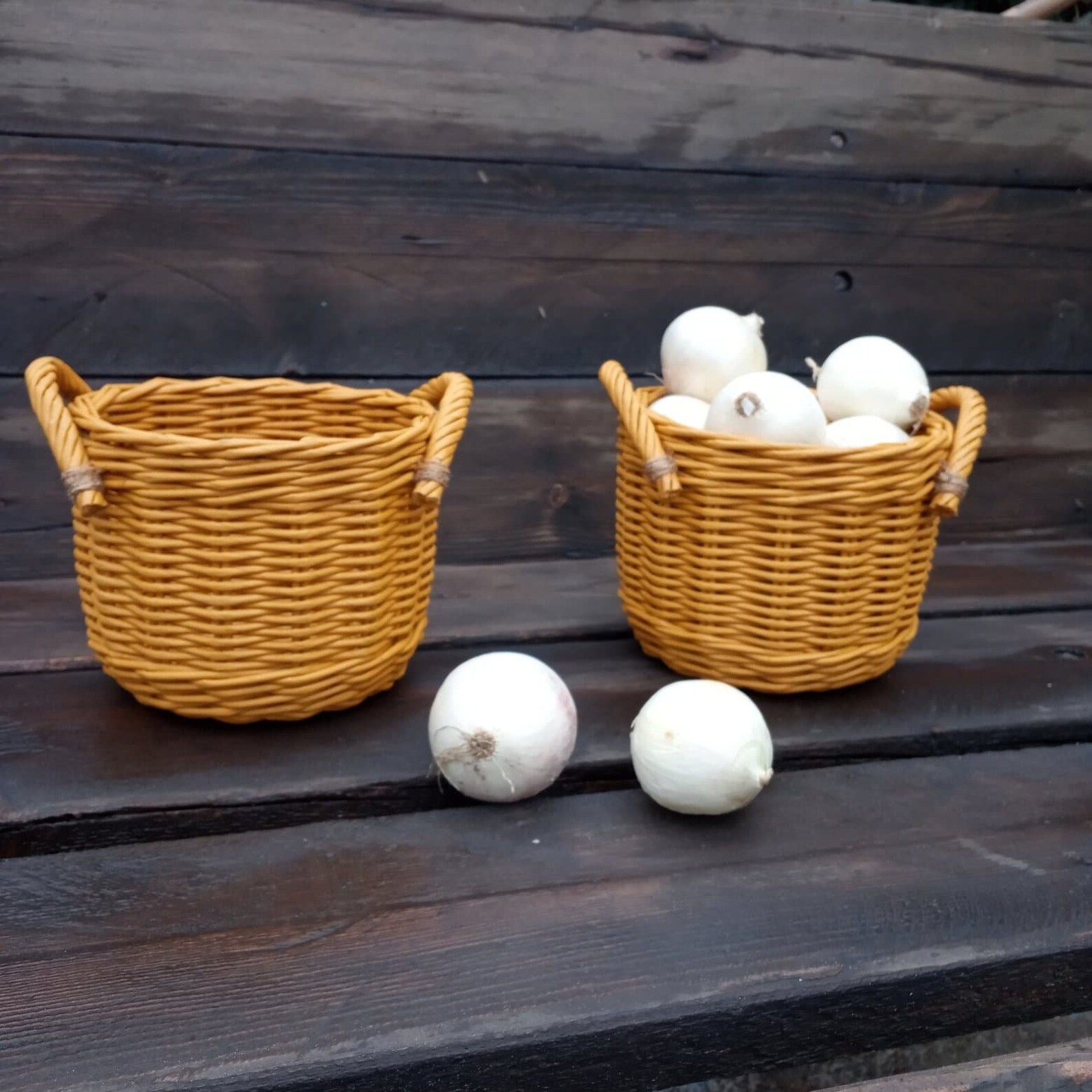 Onion and garlic storage baskets with handles Set of two Etsy