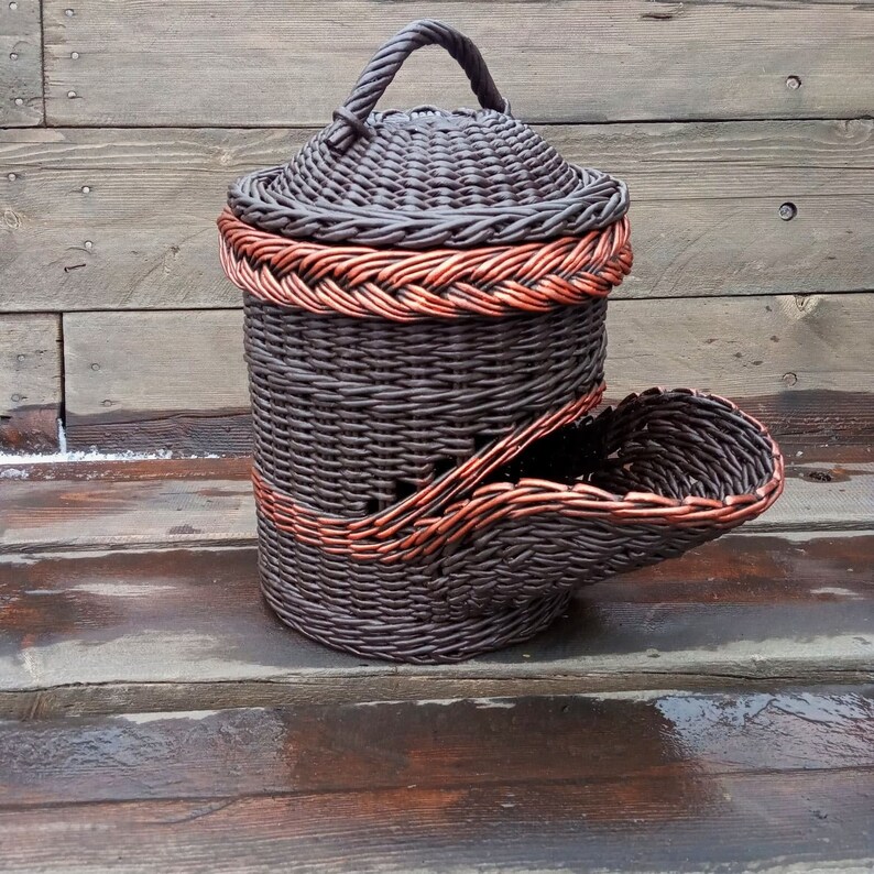 Dark brown copper basket for storing potatoes onions Etsy