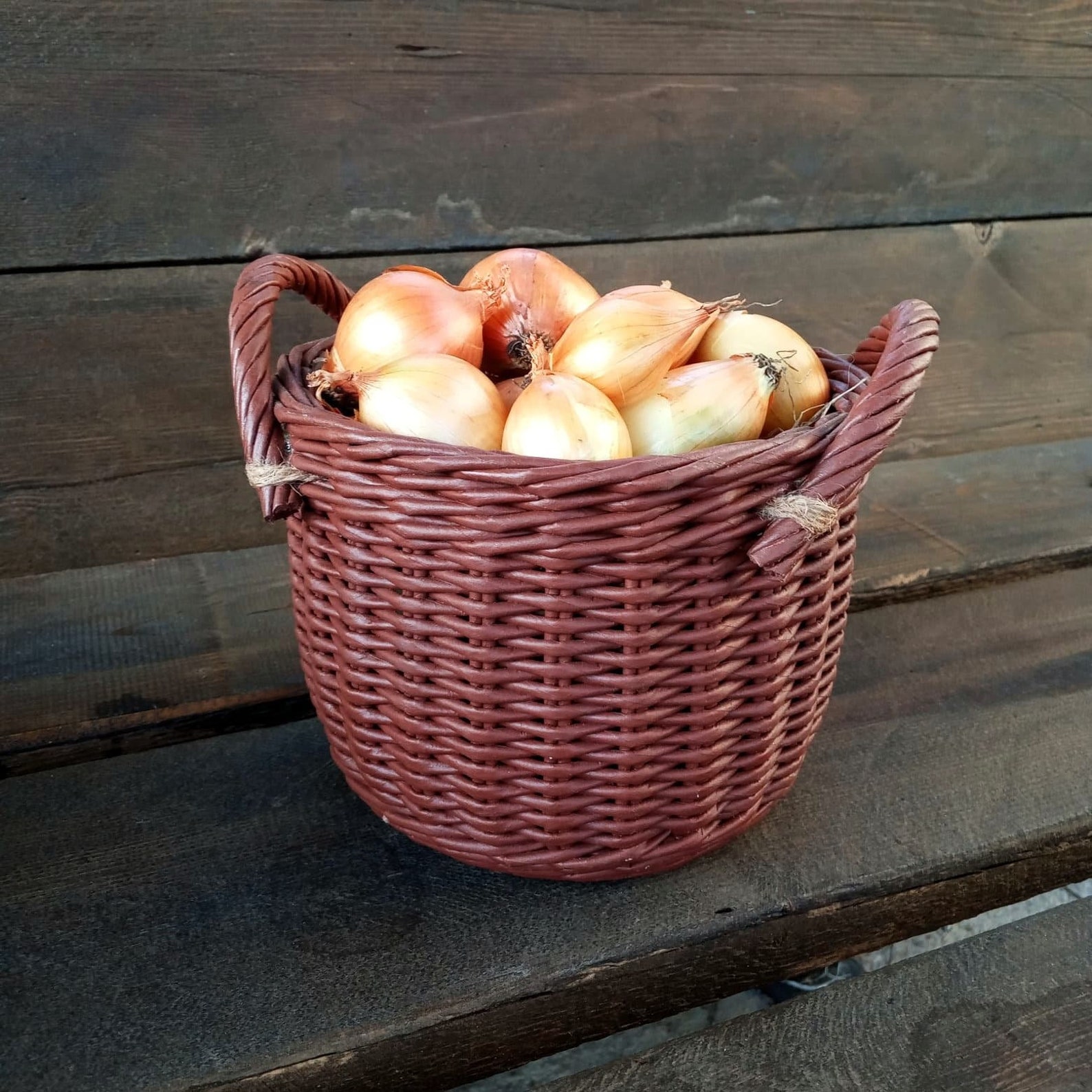 Brown Basket with Handles Kitchen Onion Storage Basket Onion Etsy