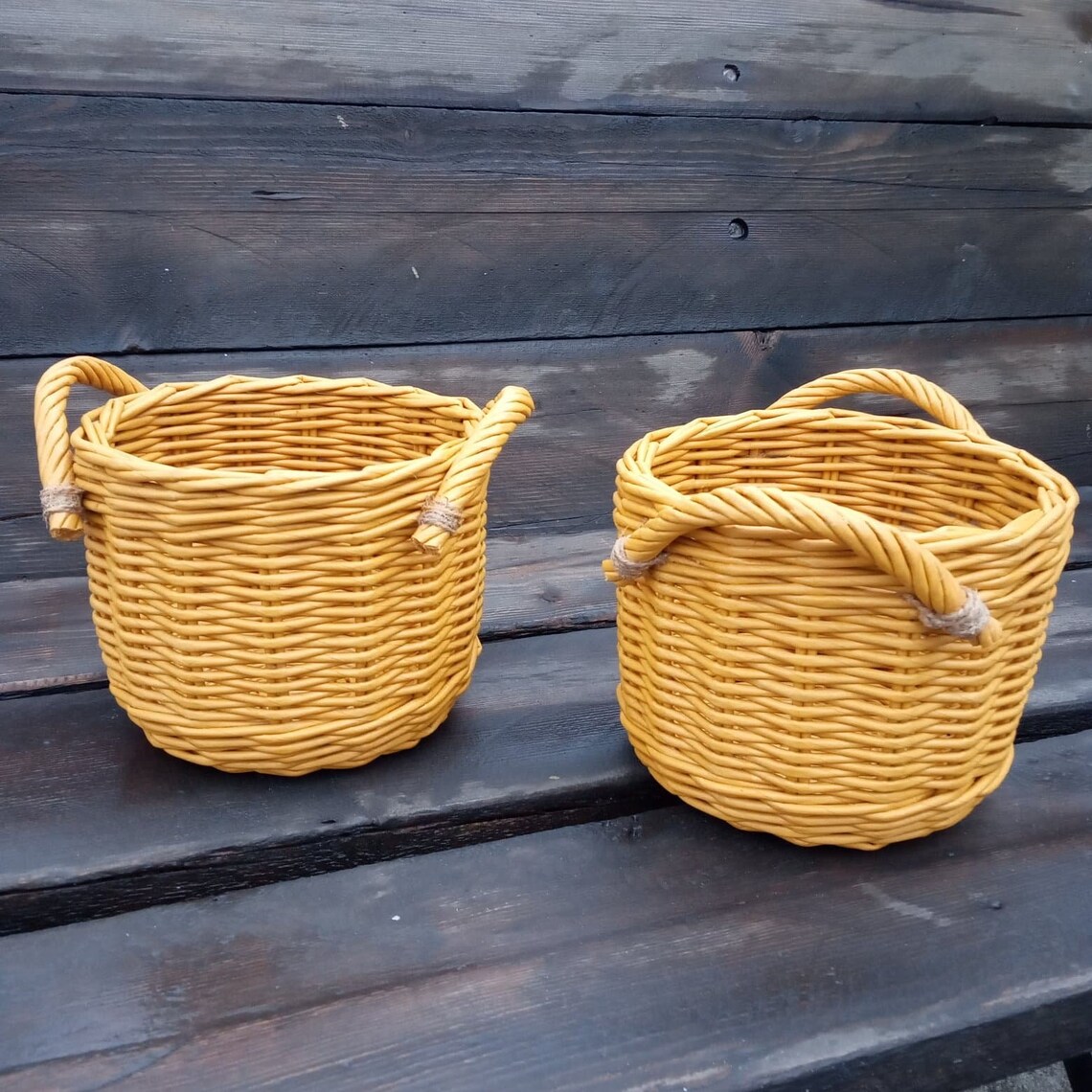 Onion and garlic storage baskets with handles Set of two Etsy