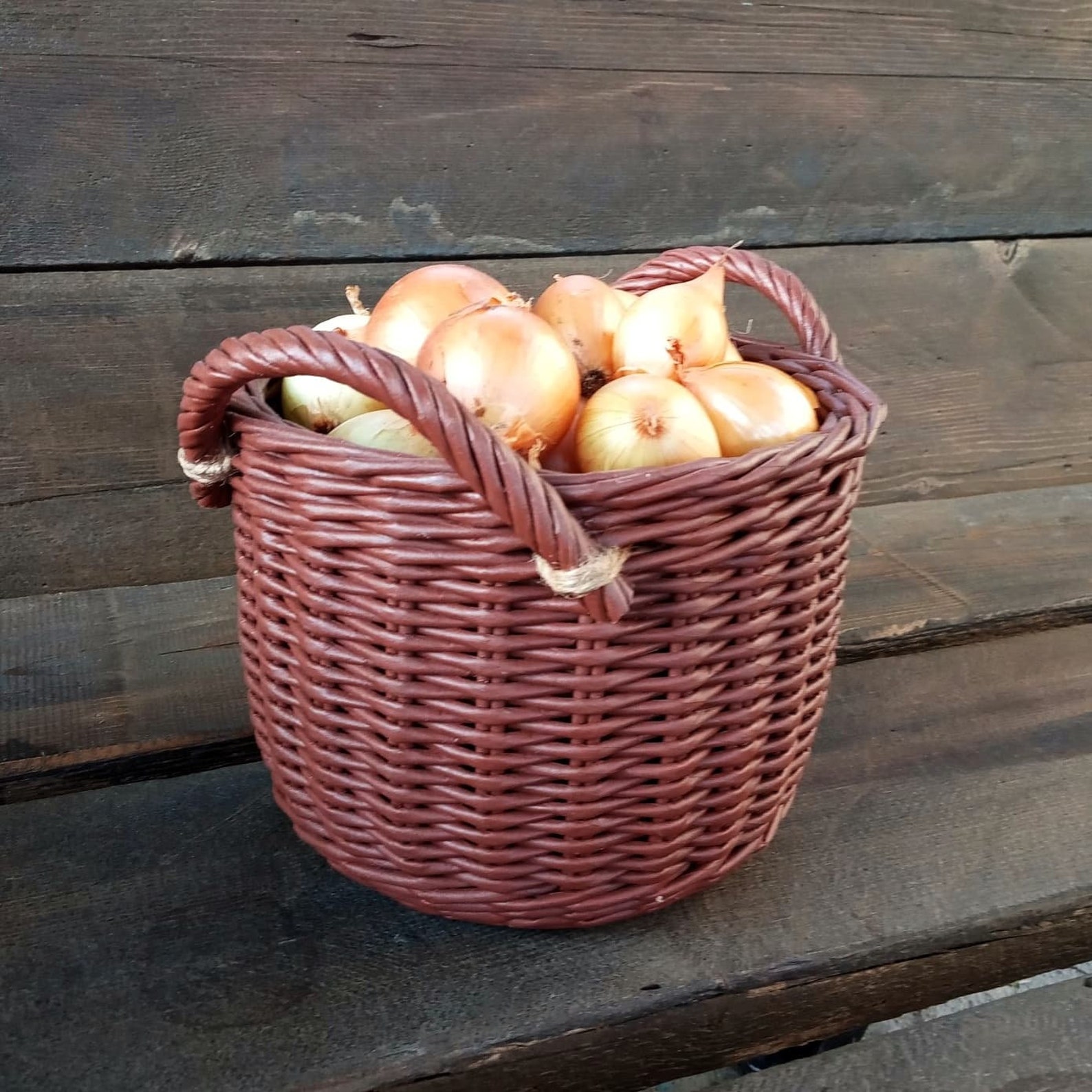 Brown Basket with Handles Kitchen Onion Storage Basket Onion Etsy