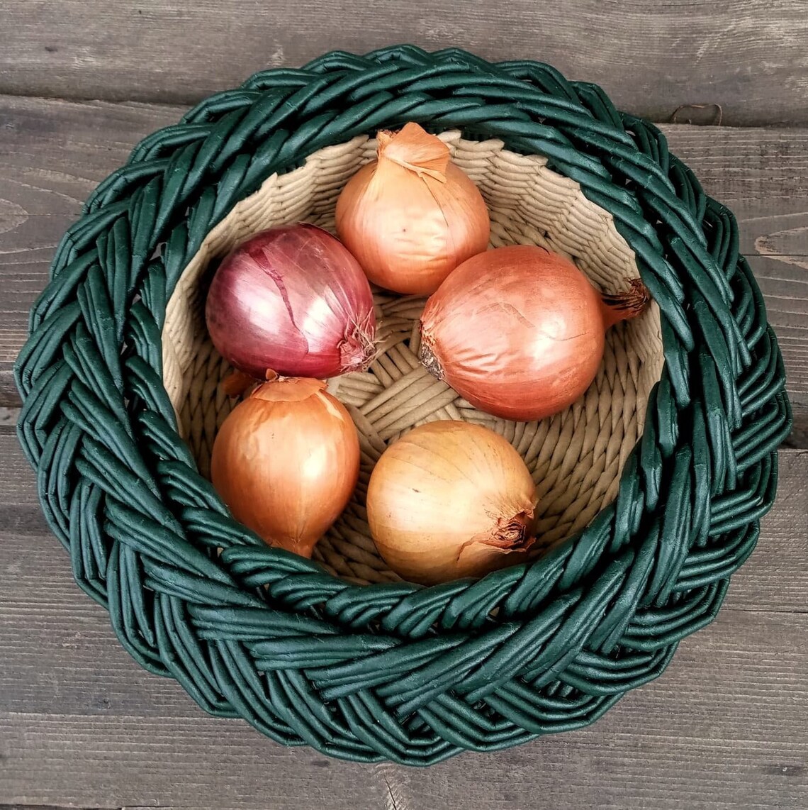 Original basket for storing vegetables Light beige with dark Etsy