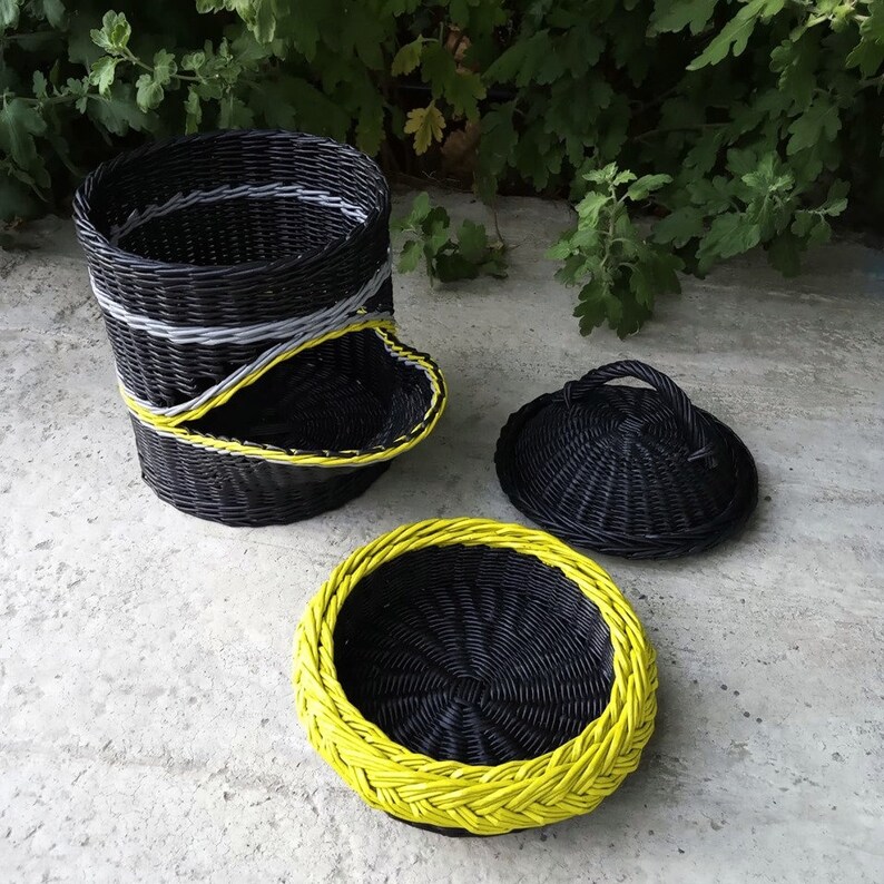 Wicker kitchen basket for storing vegetables. Potato and onion Etsy