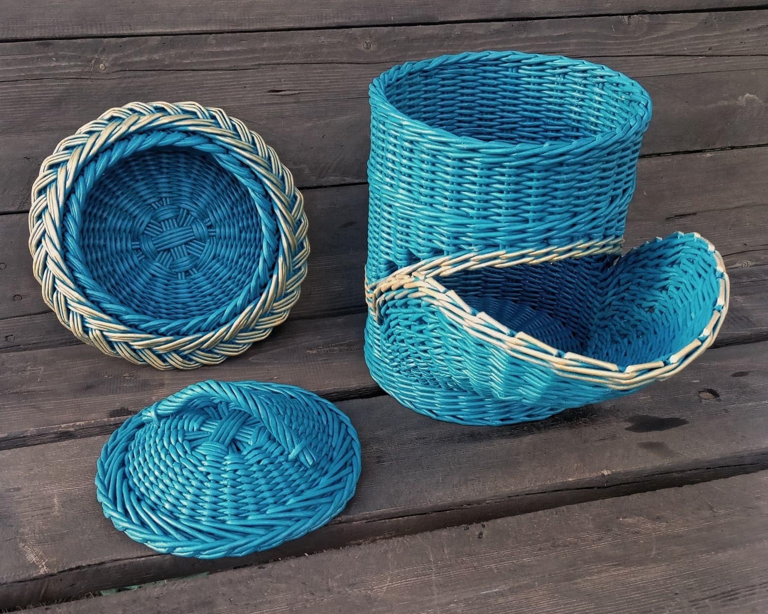 Blue Kitchen Pantry Baskets Wicker Kitchen Vegetable Storage Etsy