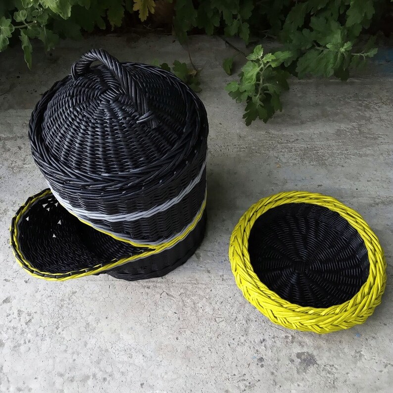 Wicker kitchen basket for storing vegetables. Potato and onion Etsy