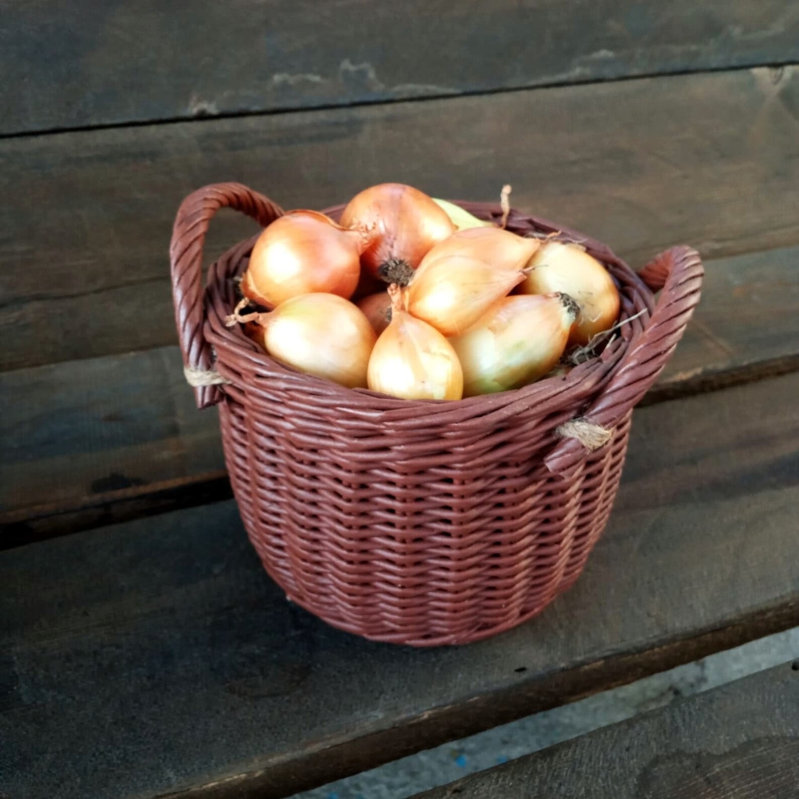 Brown Basket with Handles Kitchen Onion Storage Basket Onion Etsy
