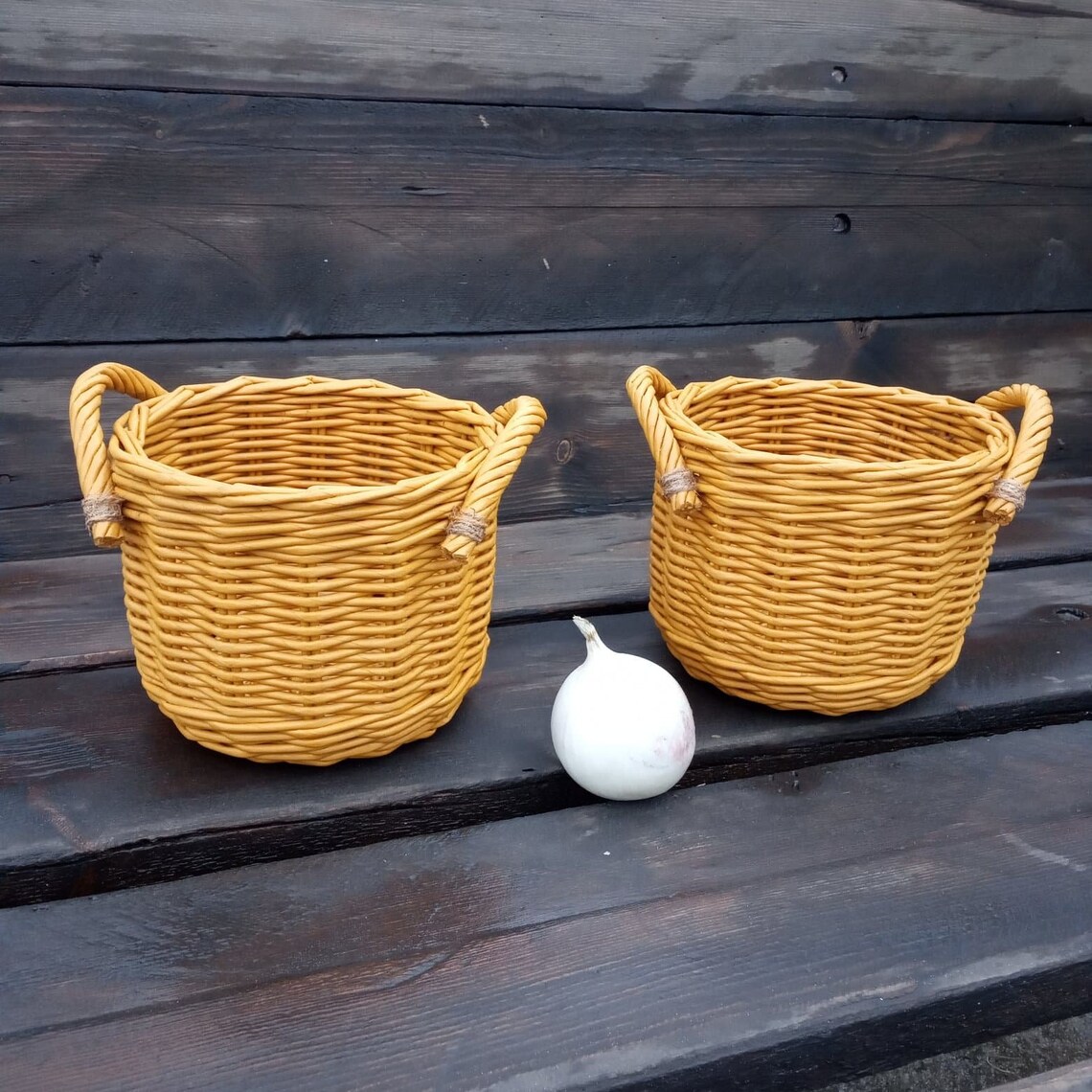 Onion and garlic storage baskets with handles Set of two Etsy