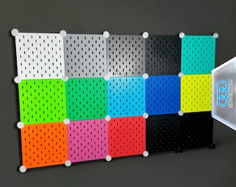 Panneau perforé FlexiBoard 240 x 240 mm | Compatible IKEA SKÅDIS | Atelier de couture, camping-car, salle de bain | Installation sans perçage