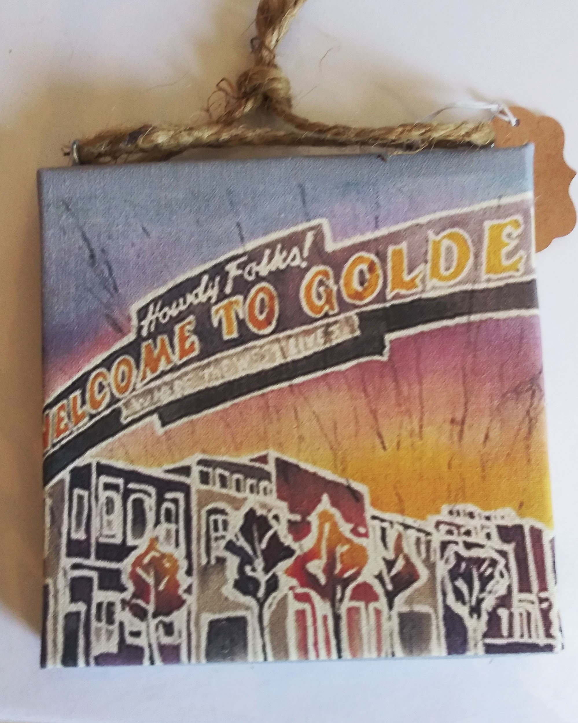 - Welcome to Golden Colorado Art Batik Painting Colorado Main Street Mini Batik CanvasOrnament 3x3