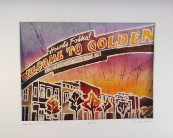 - Welcome to Golden Colorado Art Batik Painting Colorado Main Street Mini Batik CanvasOrnament 3x3