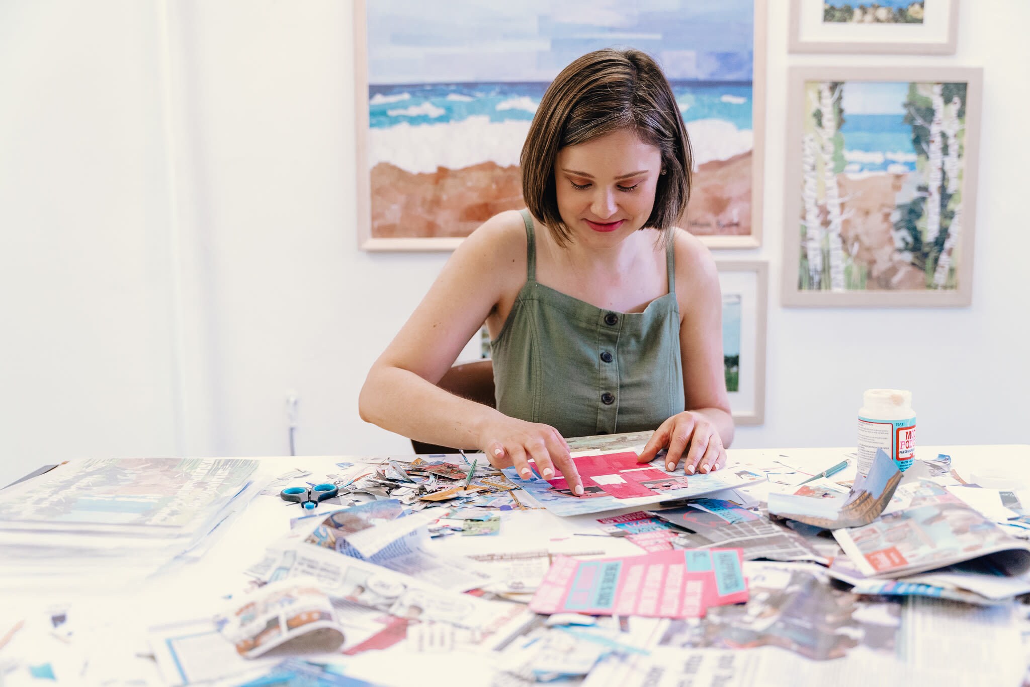 PAPER COLLAGE Art Print, Glen Haven Canning, Lake Michigan, Northern Michigan, Empire Michigan