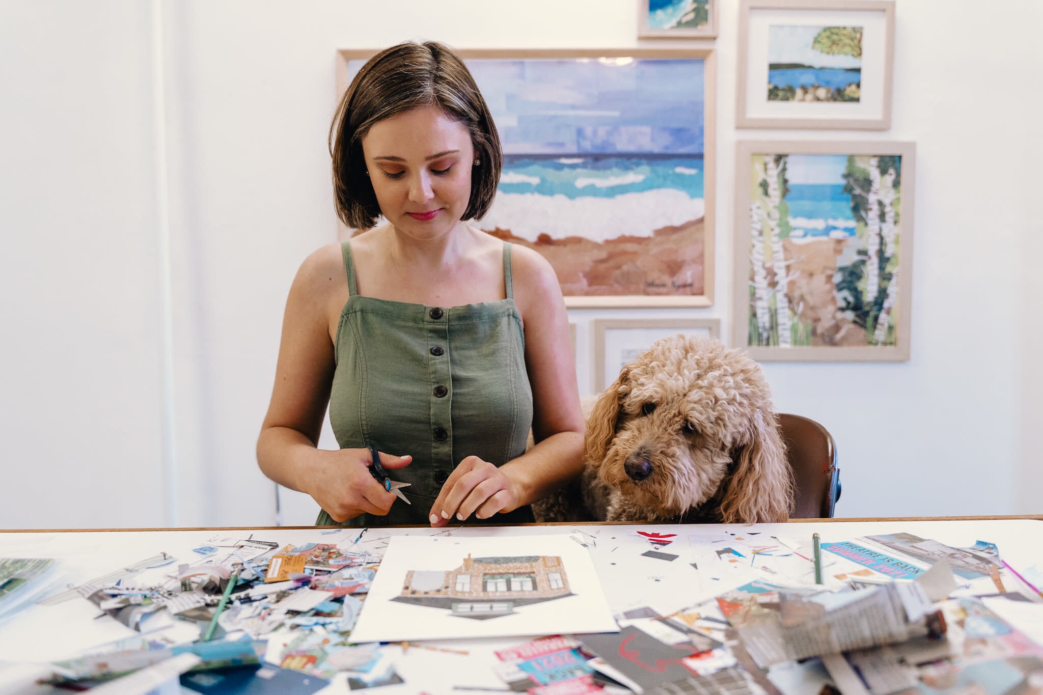 PAPER COLLAGE Art Print, Glen Haven Canning, Lake Michigan, Northern Michigan, Empire Michigan