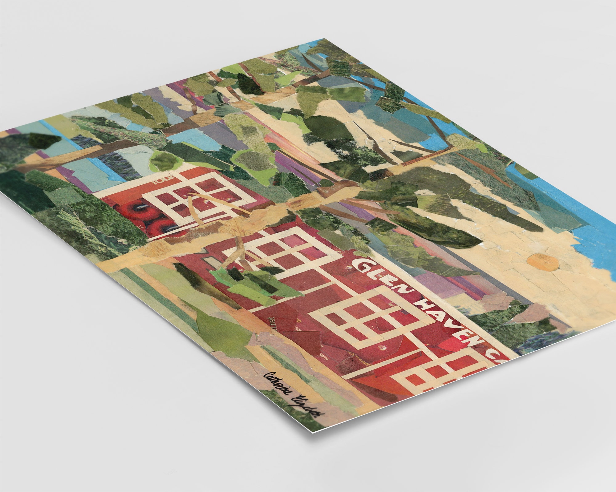 PAPER COLLAGE Art Print, Glen Haven Canning, Lake Michigan, Northern Michigan, Empire Michigan