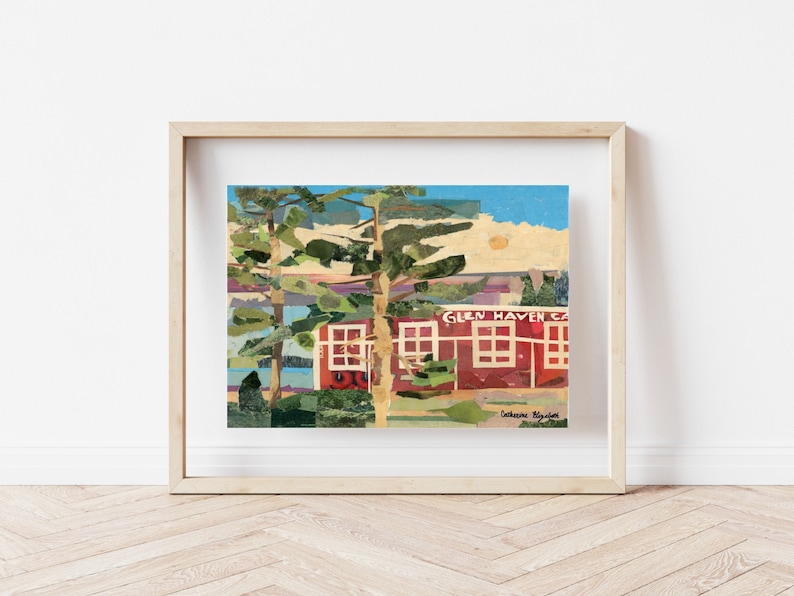 PAPER COLLAGE Art Print, Glen Haven Canning, Lake Michigan, Northern Michigan, Empire Michigan