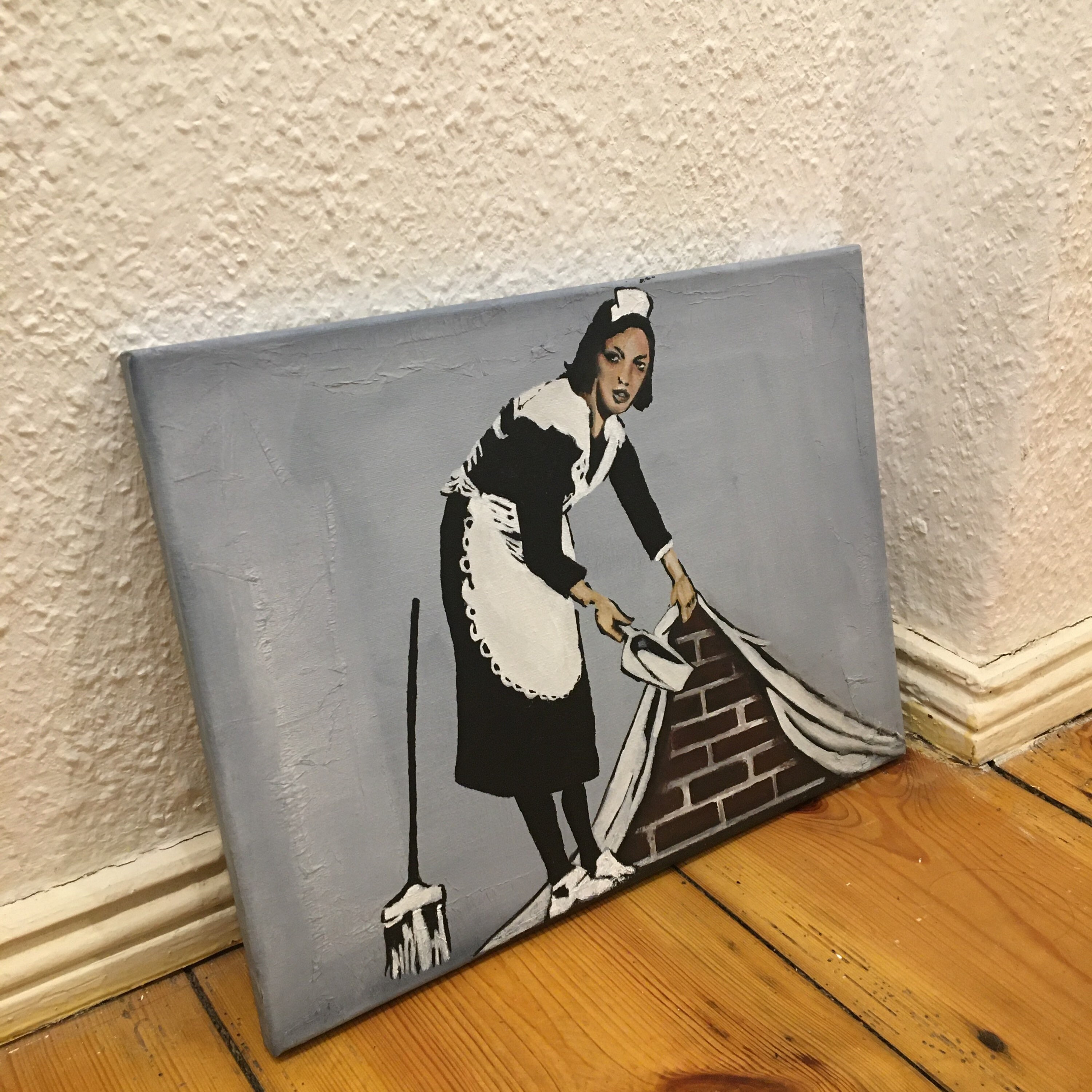 BANKSY Sweep It Under The Carpet Maid handbemalte Kopie Etsy
