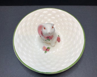 Bunny Rabbit Candy Dish Porcelain 5 1/2-Inch x 3-Inch FREE SHIPPING!