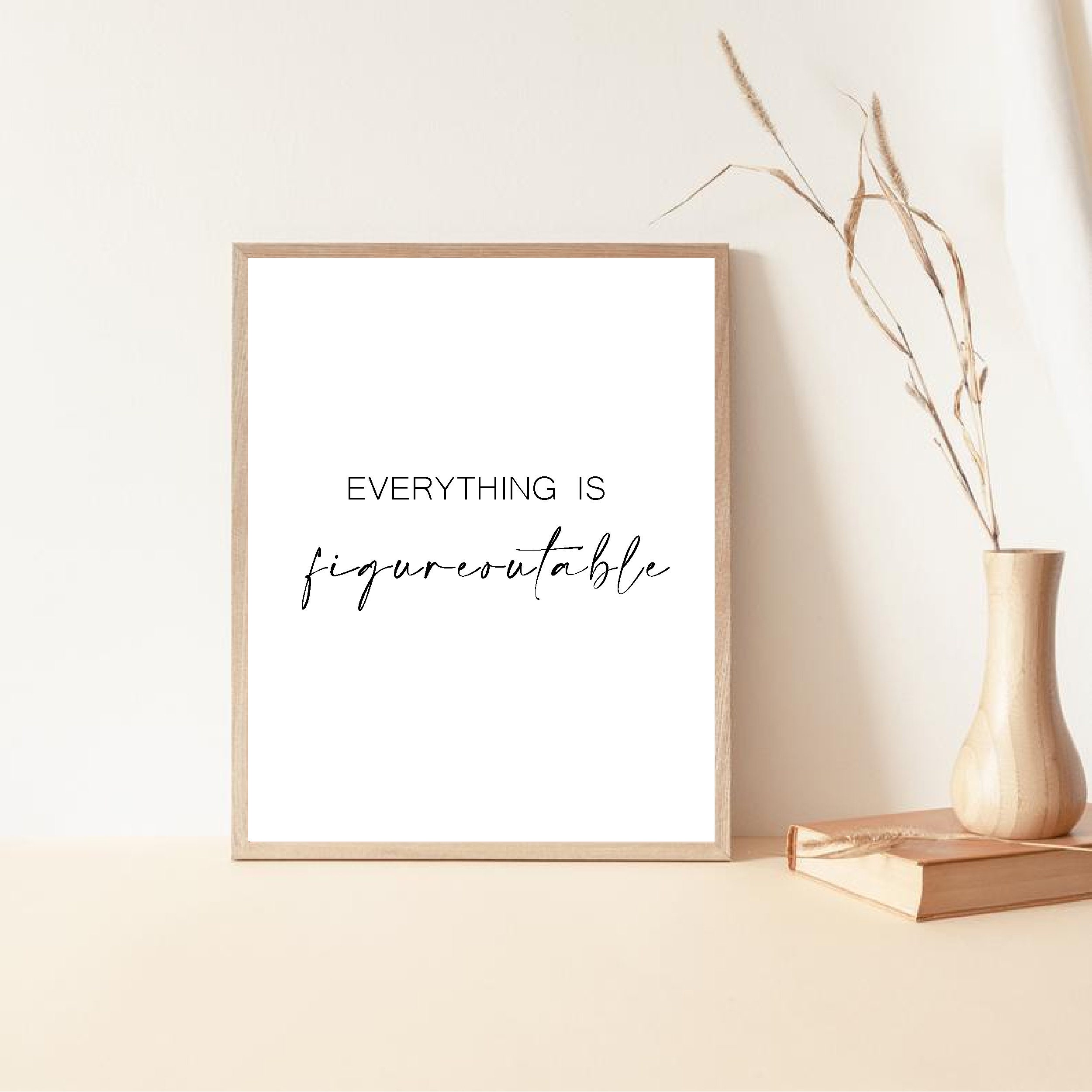 Everything is Figureoutable, Printable Quote Poster, Motivational Quote