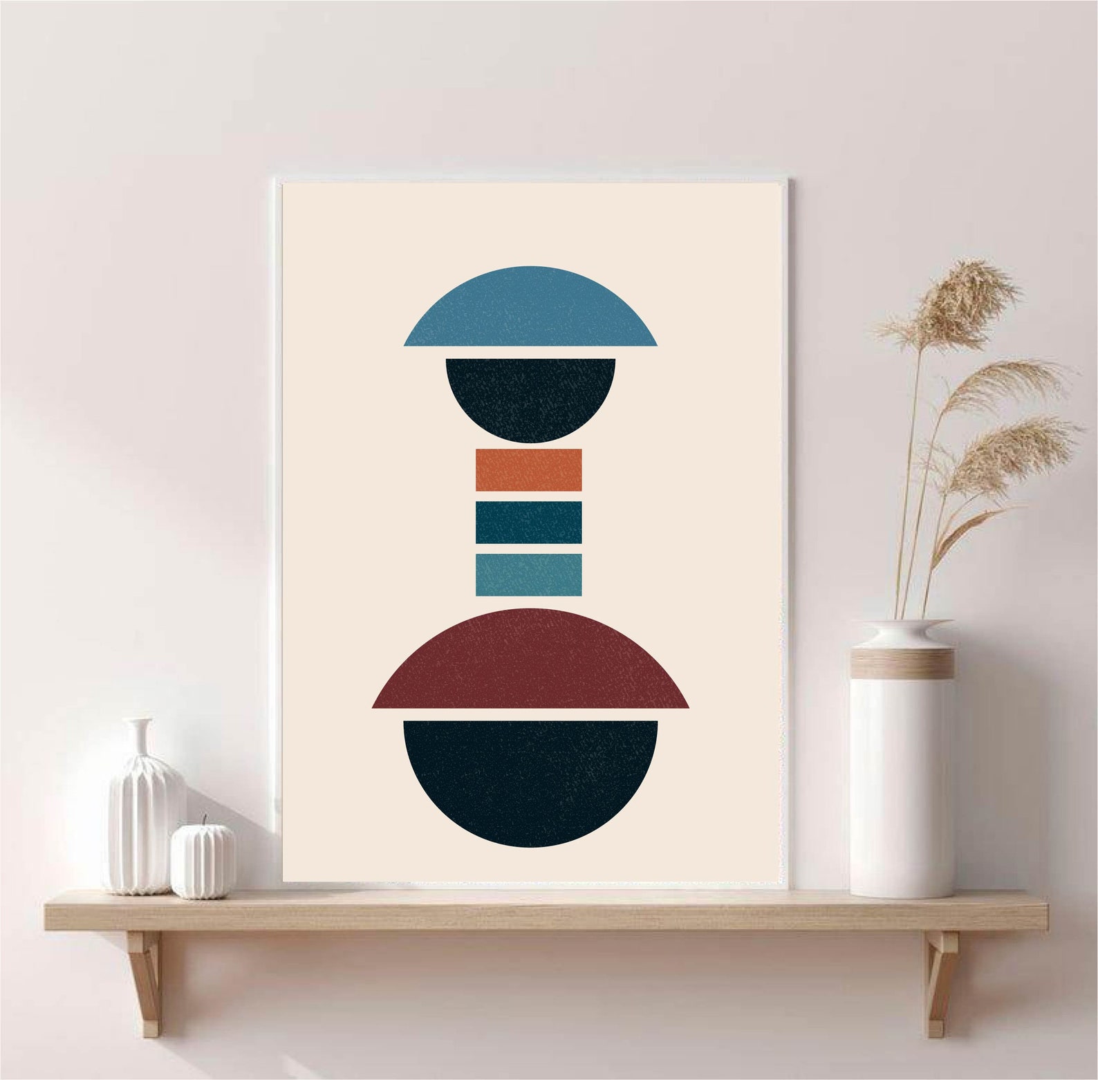 Geometric Shapes Print/ Mid Century Modern Decor/ Abstract Wall Art
