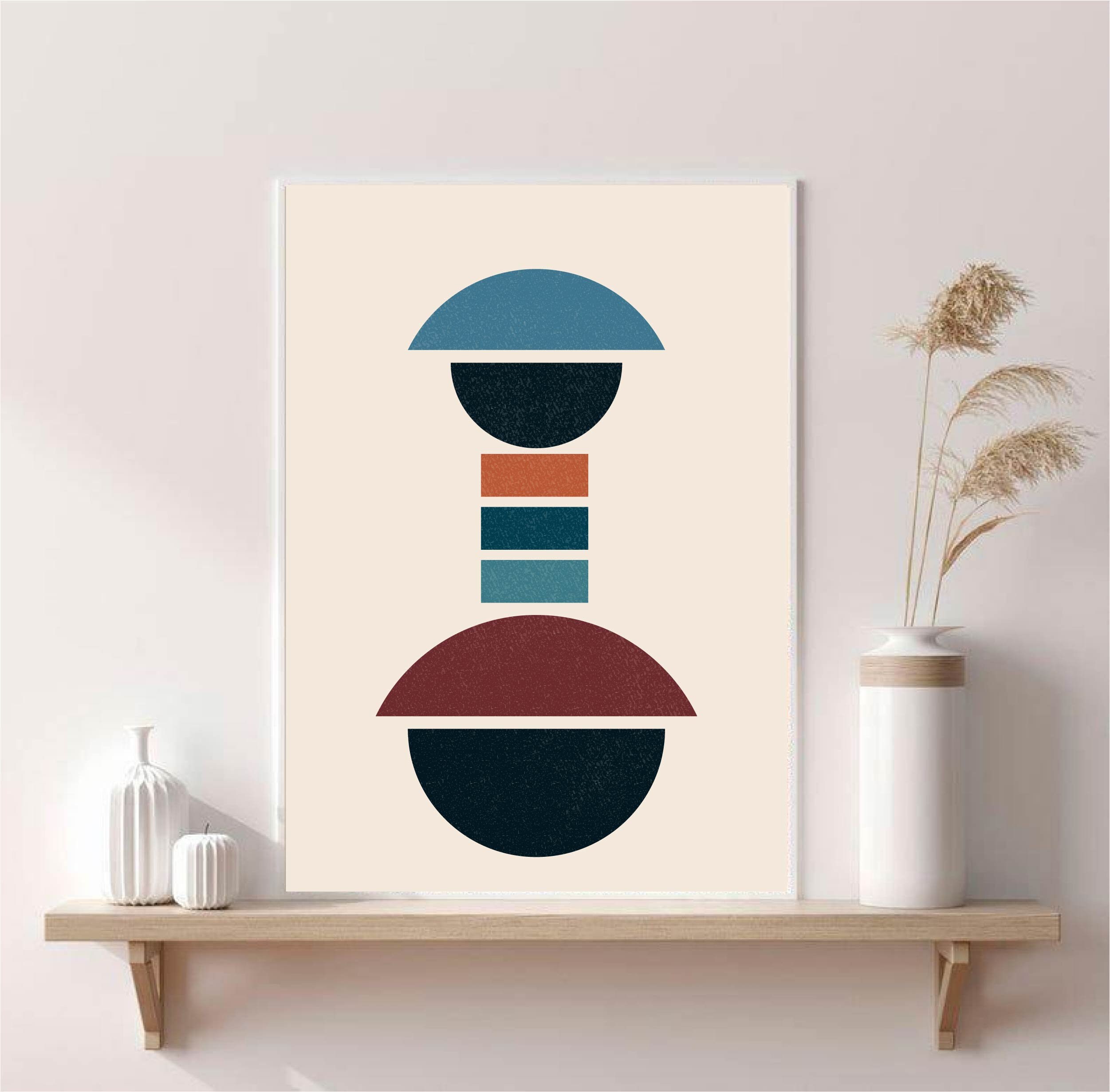 Geometric Shapes Print/ Mid Century Modern Decor/ Abstract Wall Art