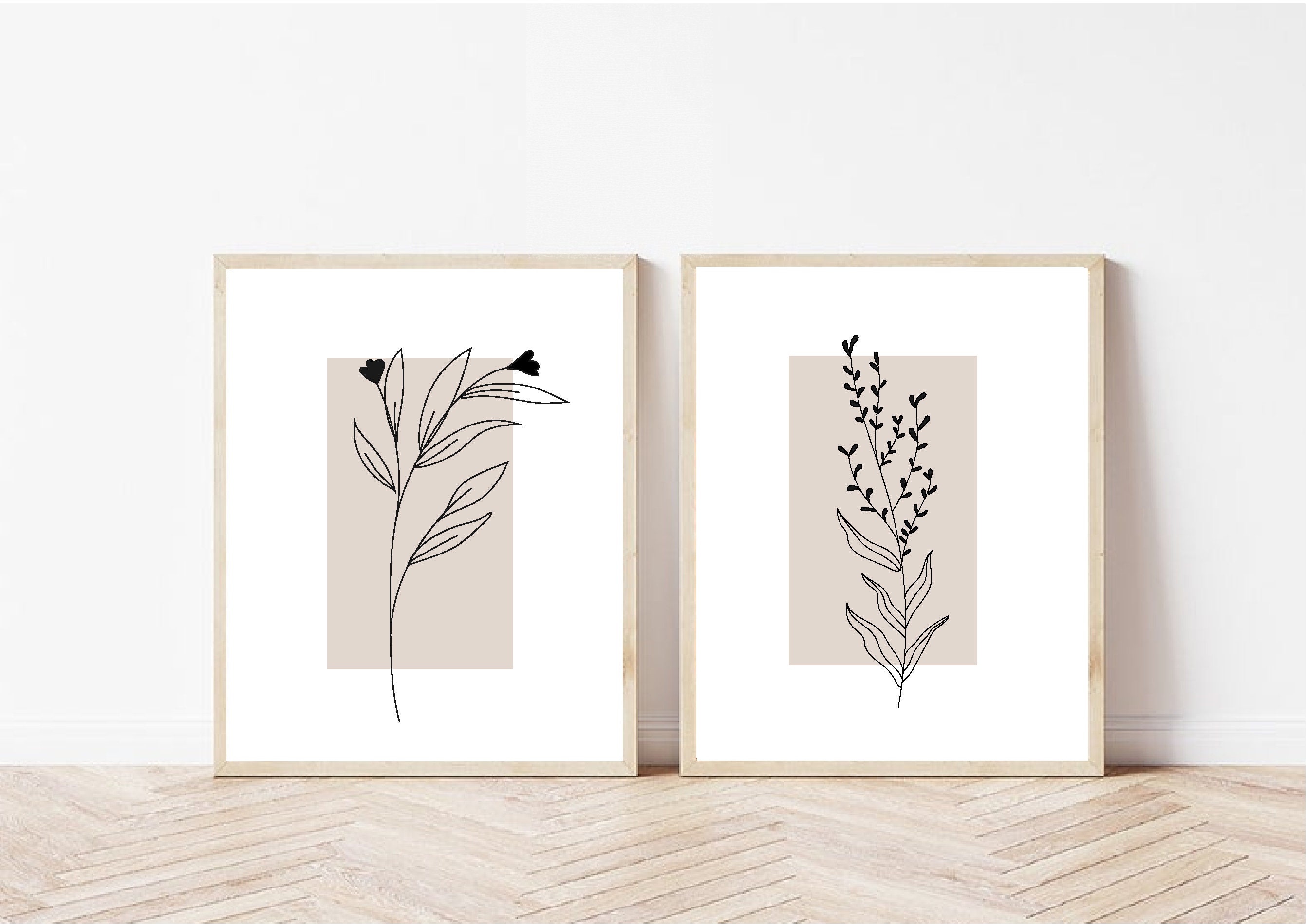 Botanical Art Print Beige Set of 2 Wall Art Set of Neutral Etsy