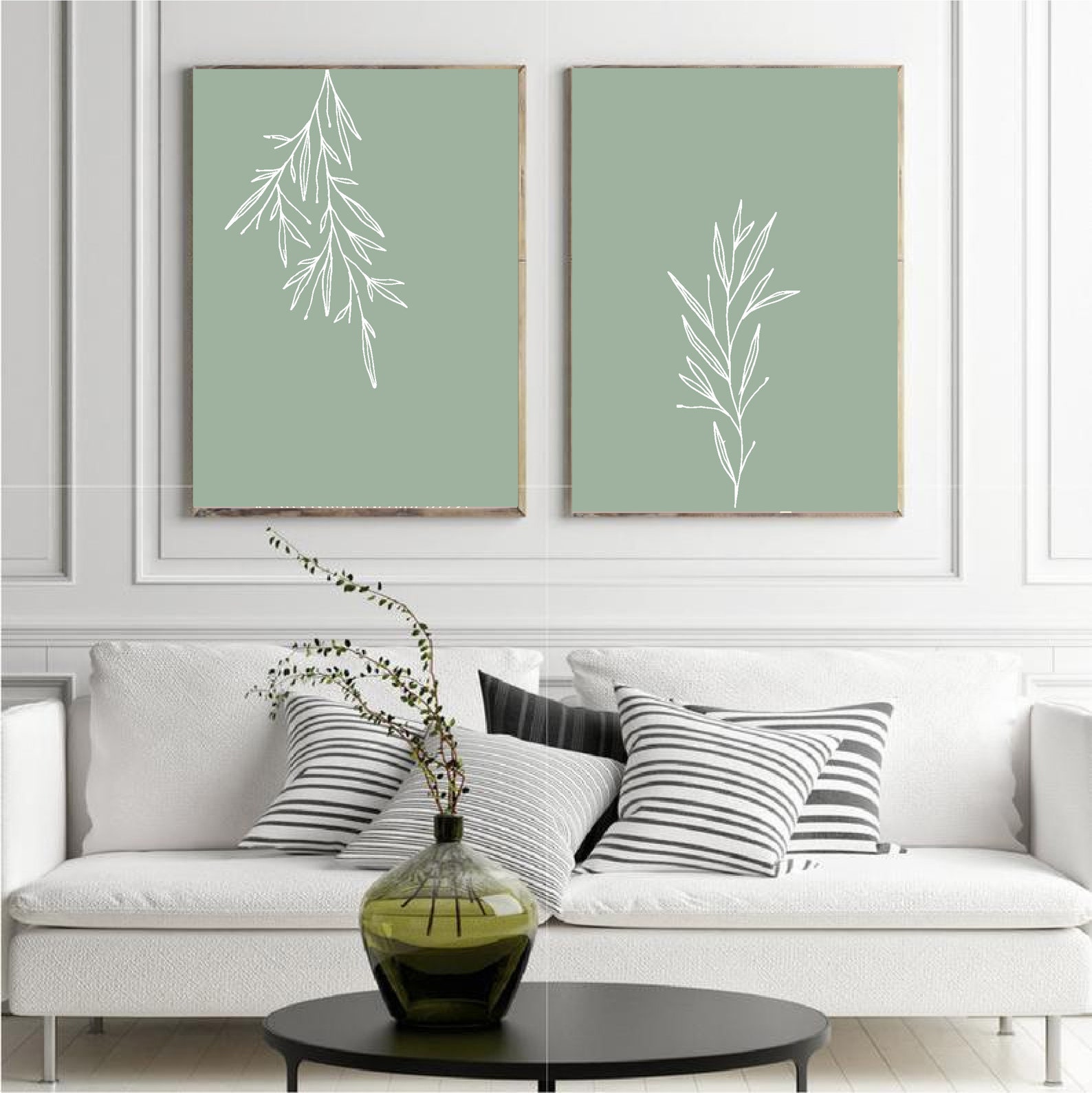 Sage Green Prints Set of 2 Wall Art Prints Green Wall Art - Etsy