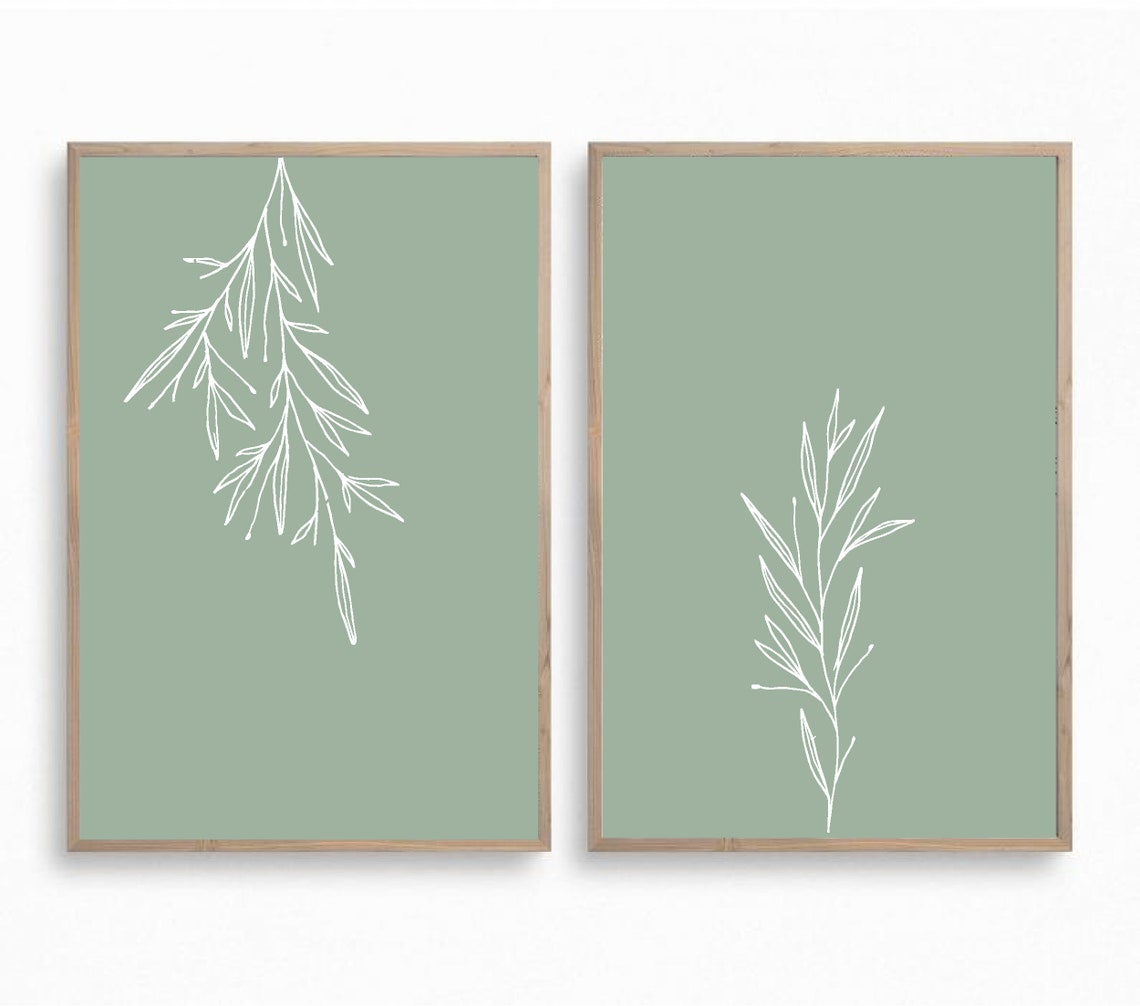 Sage Green Prints Set of 2 Wall Art Prints Green Wall Art Etsy