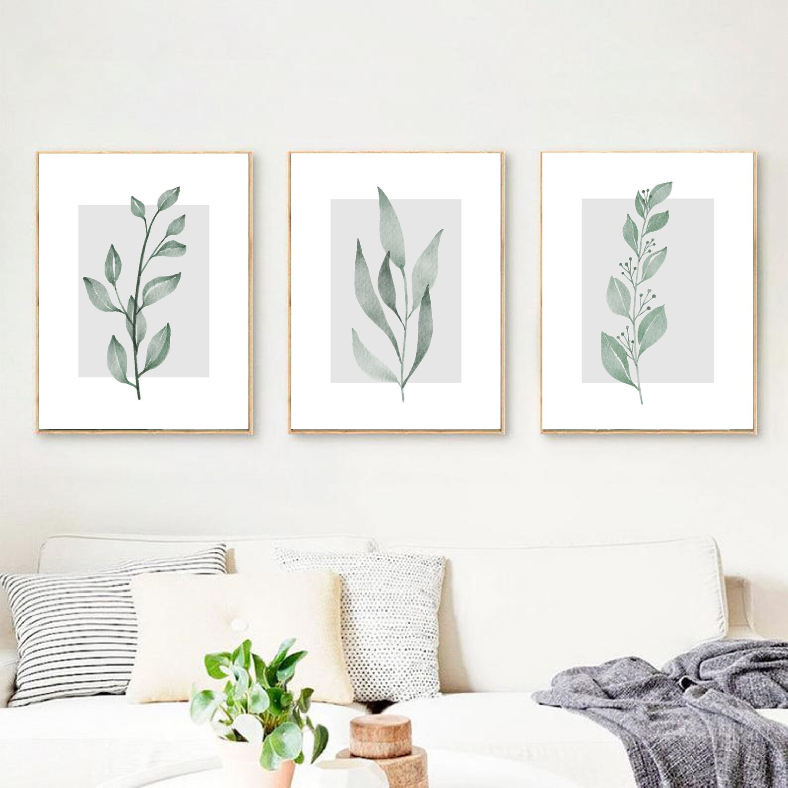 Set of three wall art prints Botanical Wall Art Neutral wall Etsy
