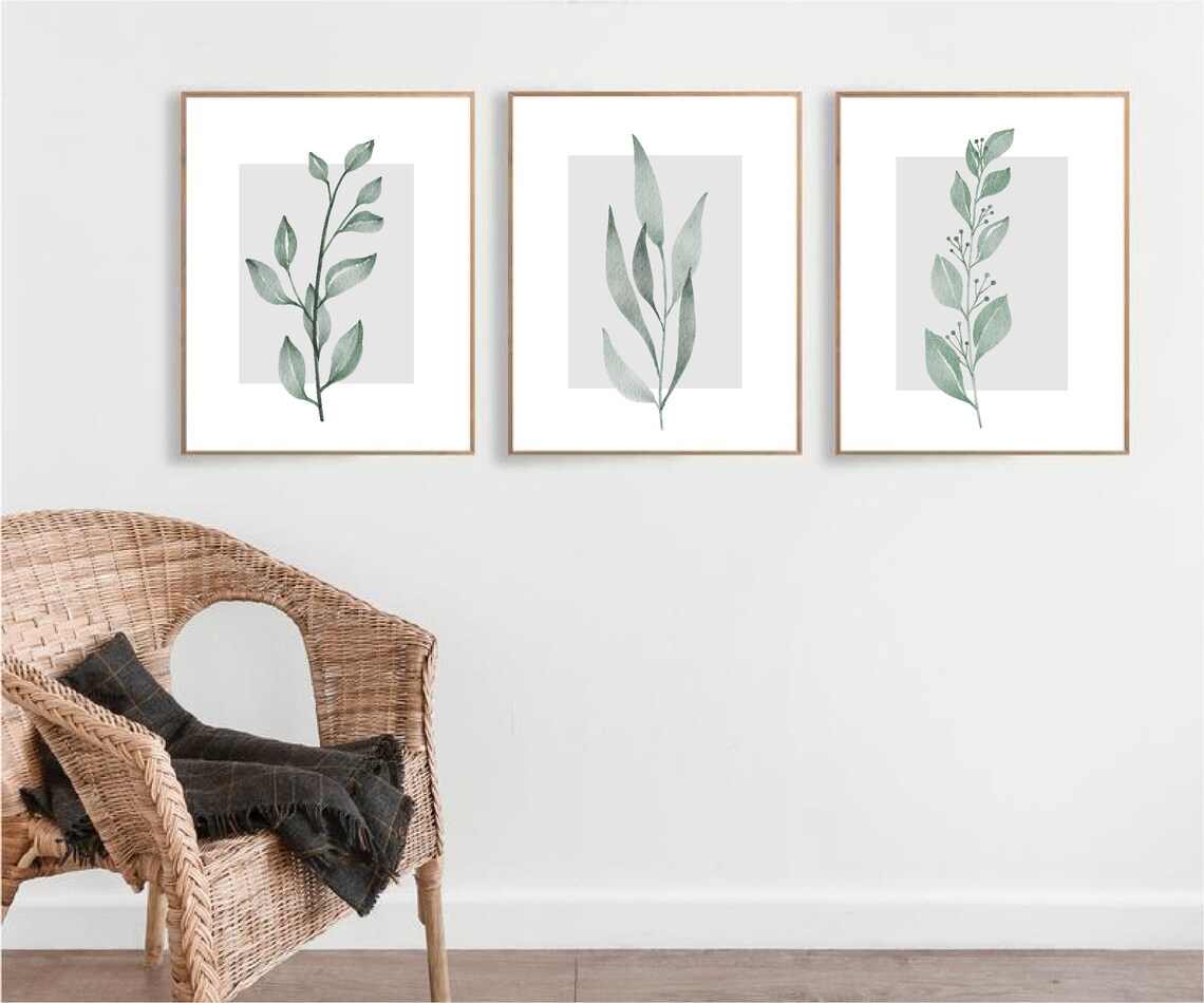 Set of three wall art prints Botanical Wall Art Neutral wall Etsy