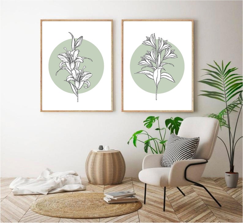 Set of Three Wall Art Prints Sage Green Wall Art Print Etsy