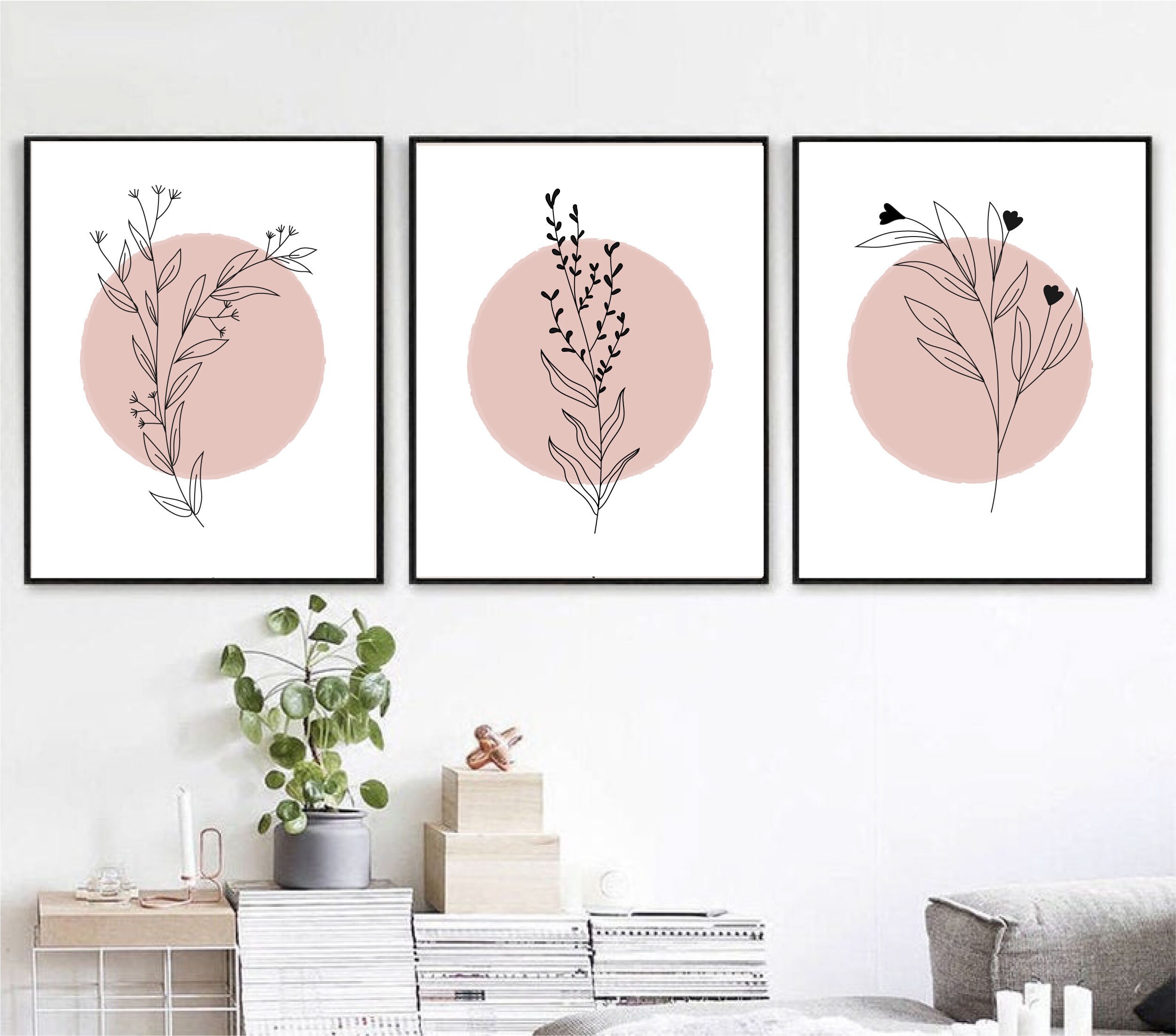 Set of 3 Botanical Prints Beige Art Print Neutral Wall Art - Etsy UK