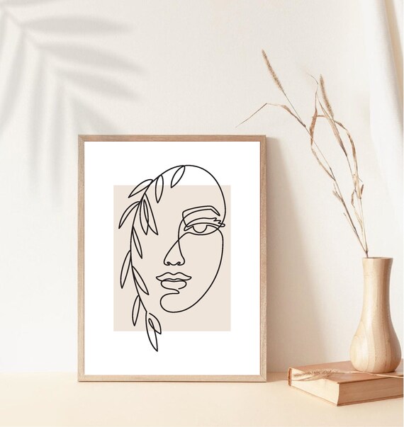 Abstract Woman Face Line Art Print Line Drawing Boho Wall Etsy
